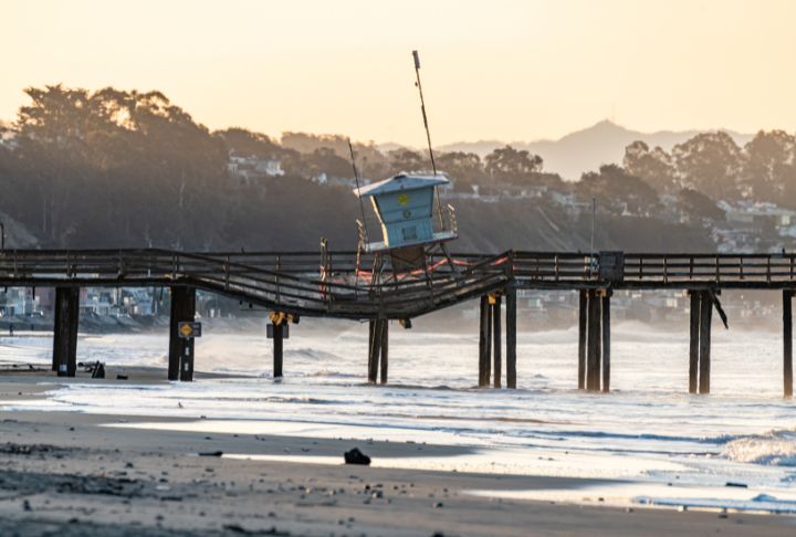 Seacliff State Beach pier damaged due to storm damage. Seacliff State Beach pier damaged due to storm damage.